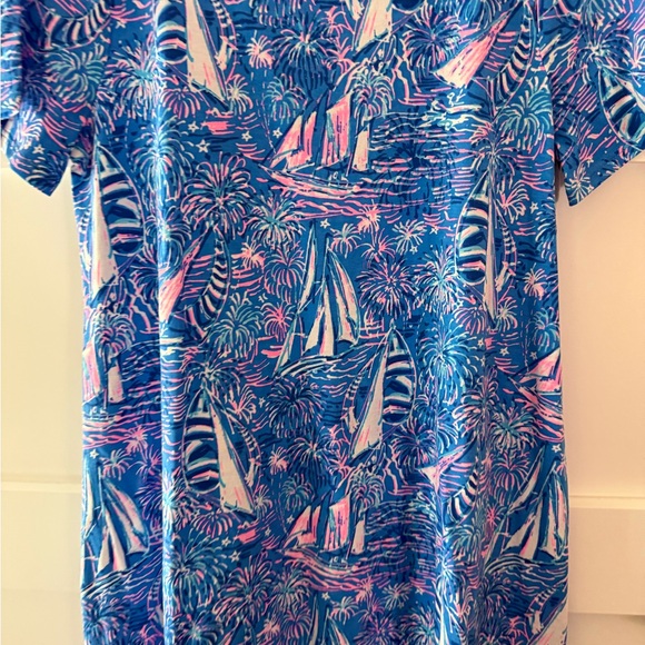 New Lilly Pulitzer celestial blue cat Cody Short Sleeve Dress size small - Picture 3 of 8